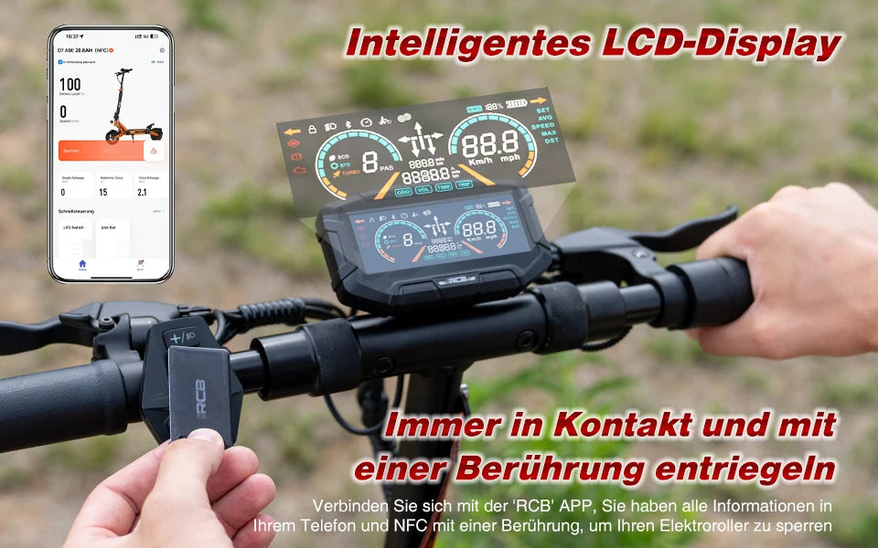 RCB electric scooter D7/D7 PRO ABE (premium version), NFC/ Turn Signal/APP, 500W Motor Peak 1600, 3 Speeds E Scooter for Adults.