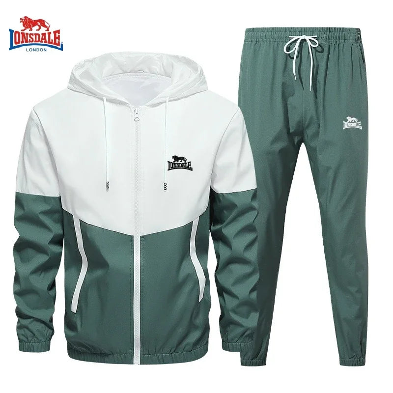Spring and Autumn Men's Embroidered Hooded Sports and Leisure Set New Fashion Jacket and Pants 2-piece Hip Hop Sports Set.