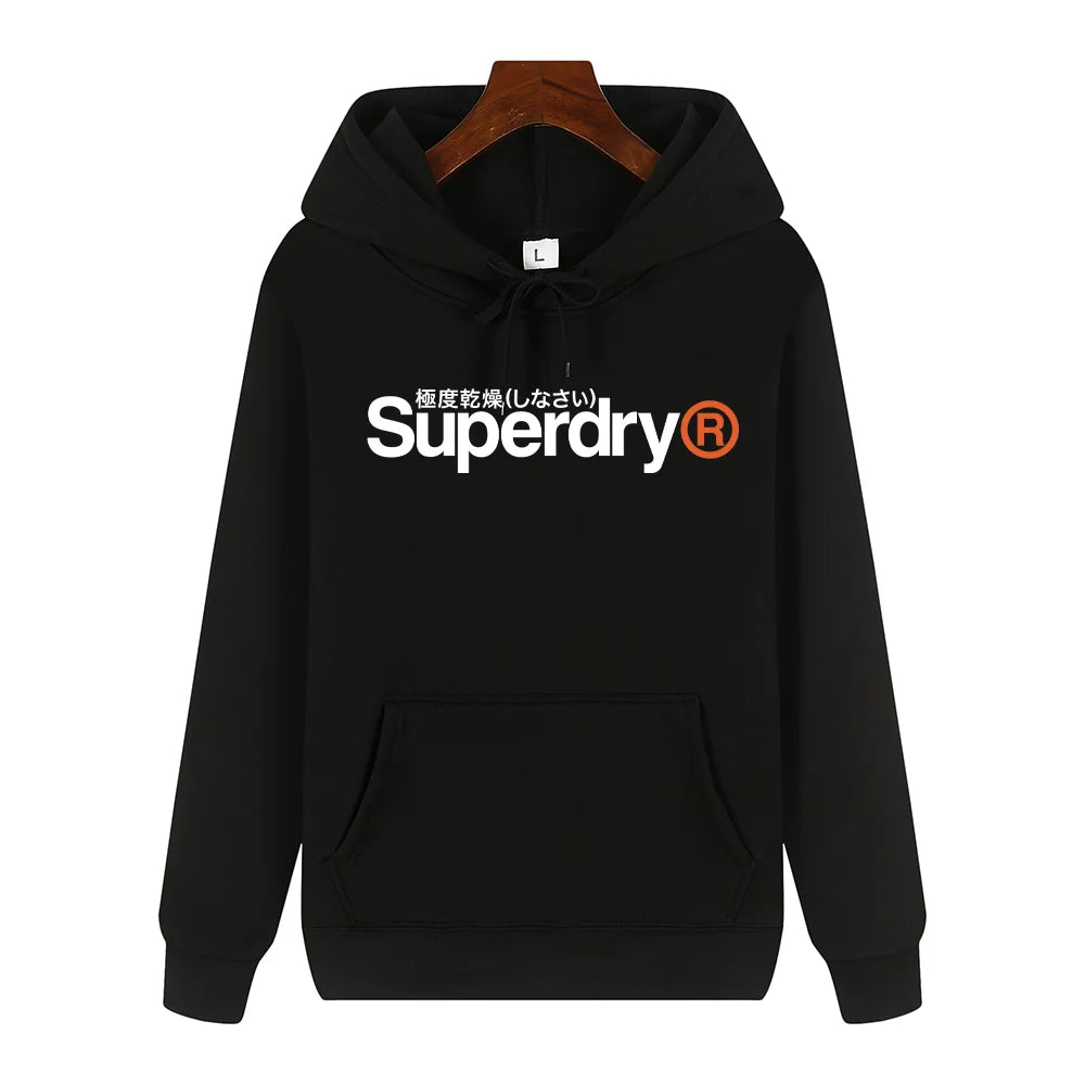 SUPERDRY Men's Autumn and Winter Fashion Brand Casual Hooded Sweatshirt Street Hip-hop Retro Sweatshirt Sports Men's Hoodie.