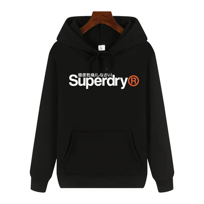 SUPERDRY Men's Autumn and Winter Fashion Brand Casual Hooded Sweatshirt Street Hip-hop Retro Sweatshirt Sports Men's Hoodie.
