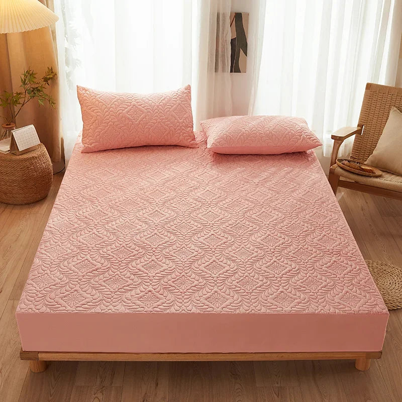 Quilted Waterproof Mattress Protector Cover Elastic Fitted Sheet Style Double Bed Protection Pad Twin Queen King 140 160x200cm