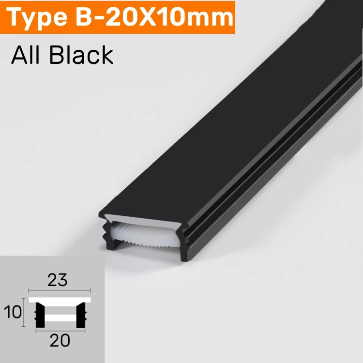 Recessed Black Silicone Tube LED Neon Light Flexible Rope Channel Diffuser WS2811 WS2812B Outdoor Waterproof Ribbon Strip Lights