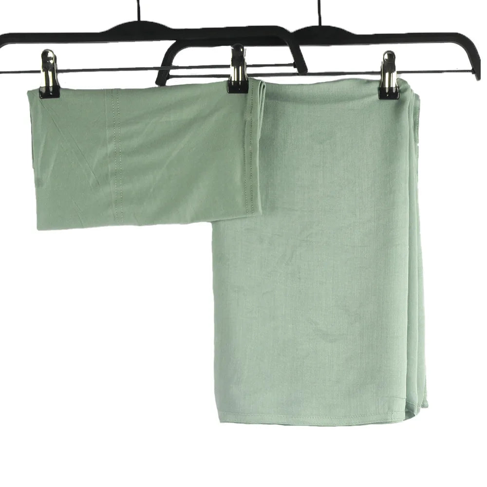 2pcs Set Modal Hijabs with Underscarf Caps Rayon Cotton Shawls for Women Plain Scarf Big Size Headscarf Islamic Turban Headband.