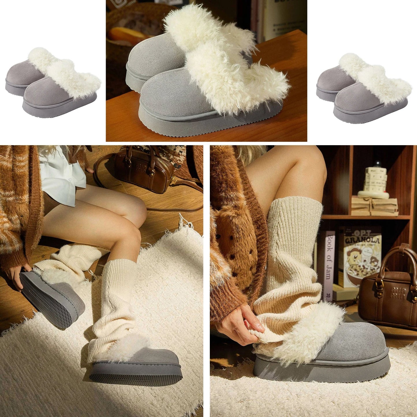 Eyriphy, Größe: 36-37 bis 46-47, Winter-Baumwollschuhe/ Pelzig/ Plateauschuhe/ Damenschuhe/ Hausschuhe Herren/ Baumwollhausschuhe Damen.