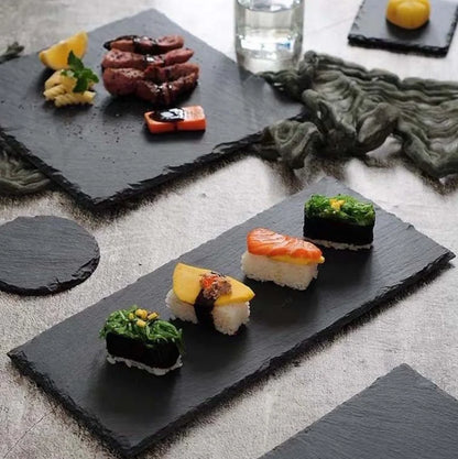 Japanese And Korean Style SLATE Plate Dessert Sushi Flat Western Food Black SLATE Plate Tableware.
