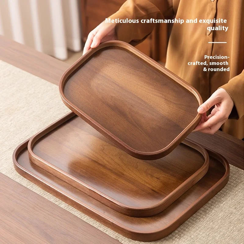 Gianxi Japanese Bamboo Household Tray Rectangular Hotel Solid Wood Dinner Plate Afternoon Tea Dessert Dim Sum Plate Tea Tray.