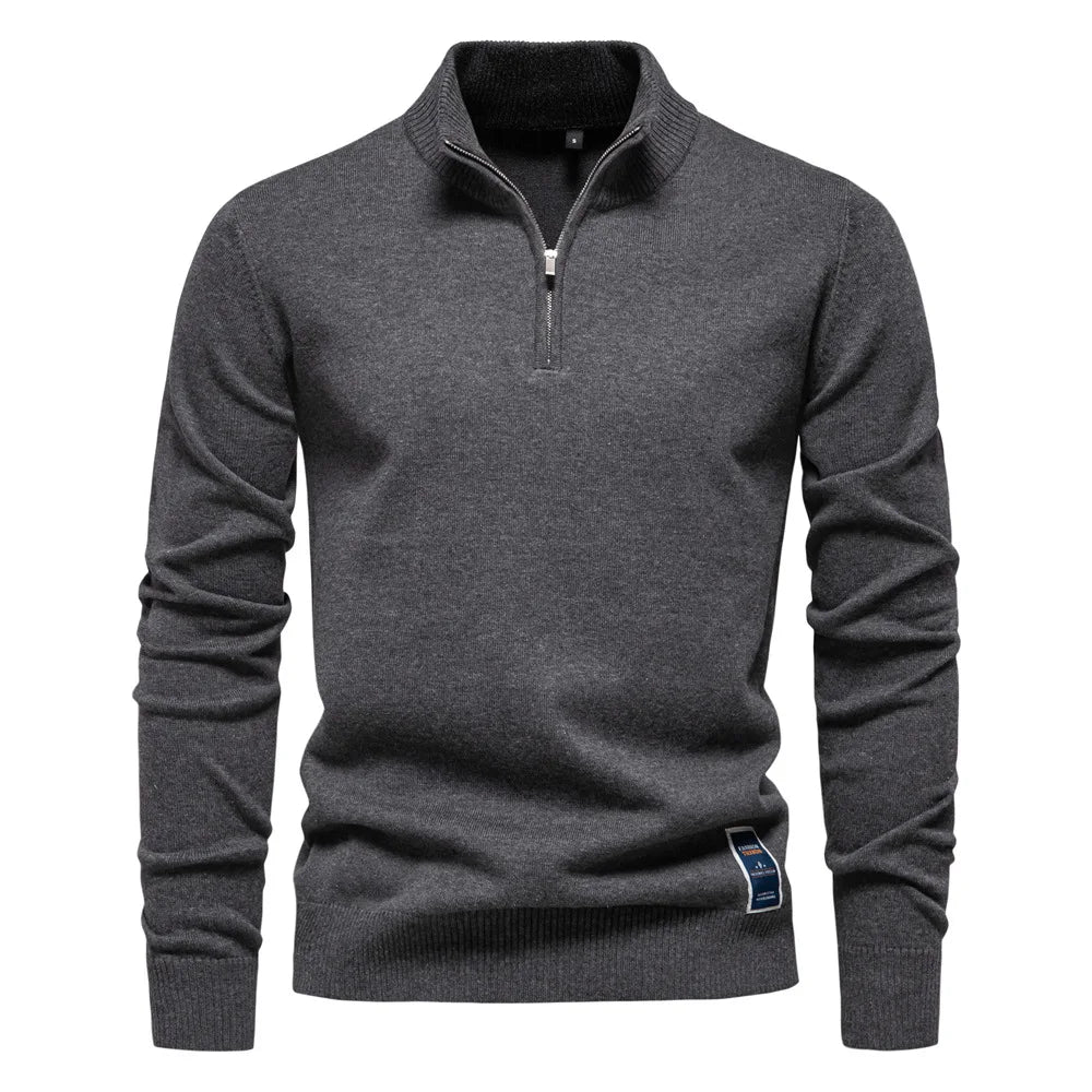 2025 Autumn Men's Sweatwear Warm Pullover Solid Color Half Zipper Casual Sweater Slim Long Sleeve Men's Sweatshirts Winter Top.