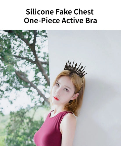 Woman Sexy Fake Chest Active Bra One-Piece Falsies Cosplay Gay Sissy Underwear Convertible Straps Plus Silicone Wire Free Pad.