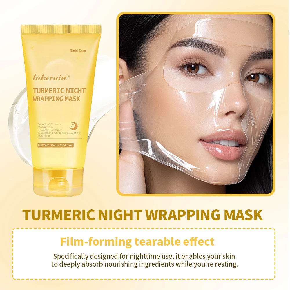 Kojic Acid Turmeric Overnight Wrapping Peel Off Mask Nourishes Hydrolyzed Collagen Glowing Skin Skin Firmnes Korean Skincare.