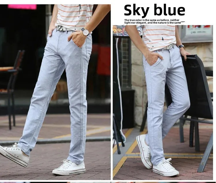 Summer Thin Men's Casual Pants Straight-Leg Loose-Fit Linen Trousers Youth Men's Pants Direct From Manufacturer Wholesale.