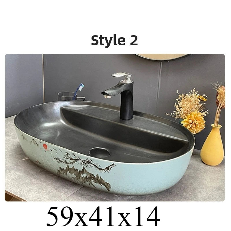 Modernes Badezimmerwaschbecken im nordischen Stil zum Waschen von Händen und Gesicht, minimalistisches Design, individuell gestaltet