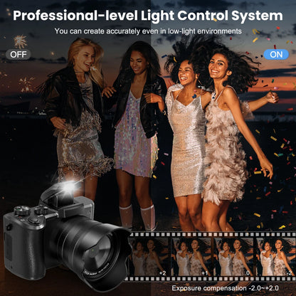 8K Digital Camera for Photography, Front And Rear Dual lens Vlogging Camera with Autofocus, WiFi Touchscreen 16X Digital Zoom.