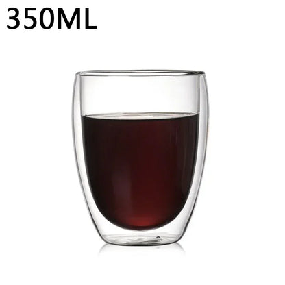 1-6PCS 80-450ML Heat Resistant Double Wall Tea Glass Cup Beer Coffee Handmade Creative Cold Beverage Transparent Drinkware Set