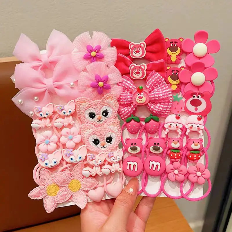 20pcs/Set Children's Hair Accessories Elastic And Scrunchies Hair Bands Resin Cartoon Animals Hair Rope Sweet Cute Ponytail Hold.