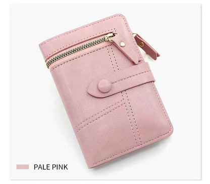 New Short Women's Wallet, Japanese-style Small Fragrant Style Pu Leather Zipper Trendy Change Bag.