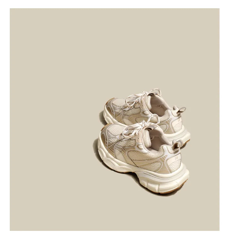 New Designers White Sneakers Women Flats Shoes Lace Up Vulcanize Shoes Female Mesh Wedge Platform Casual Zapatillas Mujer2024.