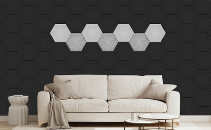 12 Pack HexagonalSelf-adhesive Acoustic Panels Sound Proof Foam Panels Y-Lined Design to Absorb Noise Eliminate Echoes Black