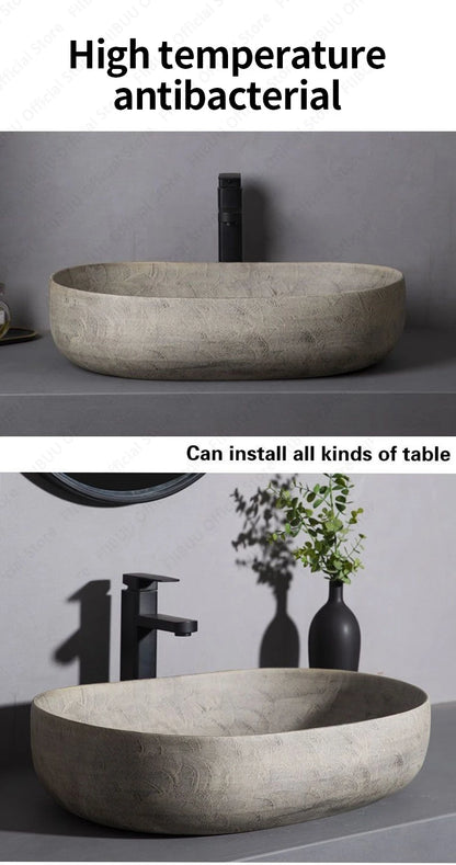 Keramik-Tischwaschbecken, ovales Badezimmergefäß, Waschbecken, Schüssel über der Theke, Kunstbecken, Toilette, Balkon, Waschtisch, Waschbecken, Arbeitsplatte, Waschbecken