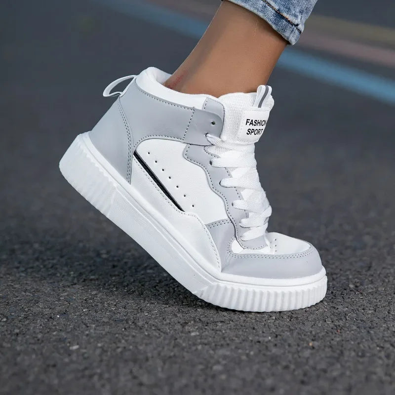 YRZL High Top Sneakers Unisex Waterproof Pu Leather Lightweight Sports Shoes Wear Resistant Tennis Shoes for Men Women.