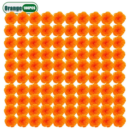 2,17 Zoll mexikanische Ringelblume künstliche Blumen Tag der Toten DIY Girlande String Halloween Diwali Party Home Outdoor Dekoration.