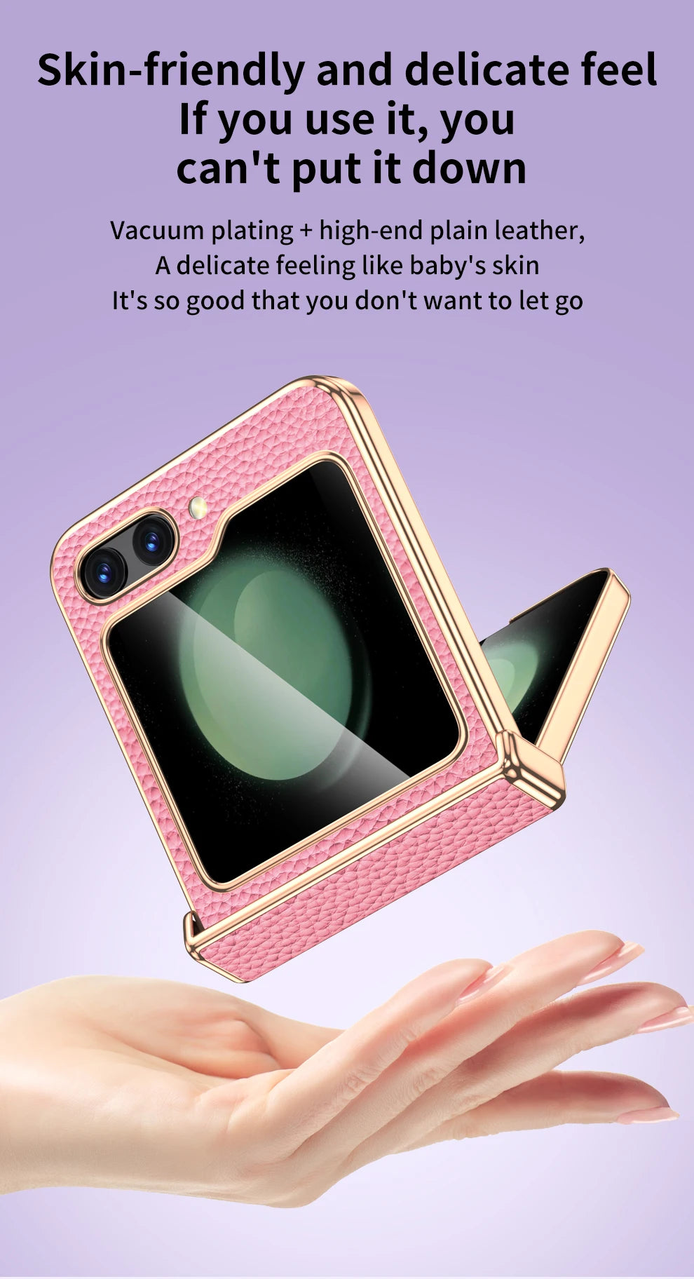 Cowhide Leather Phone Case for Samsung Galaxy Z Flip7 Flip6 Flip5 Flip 7 6 5 Luxury Hinge Protection Cover with Tempered Glass.