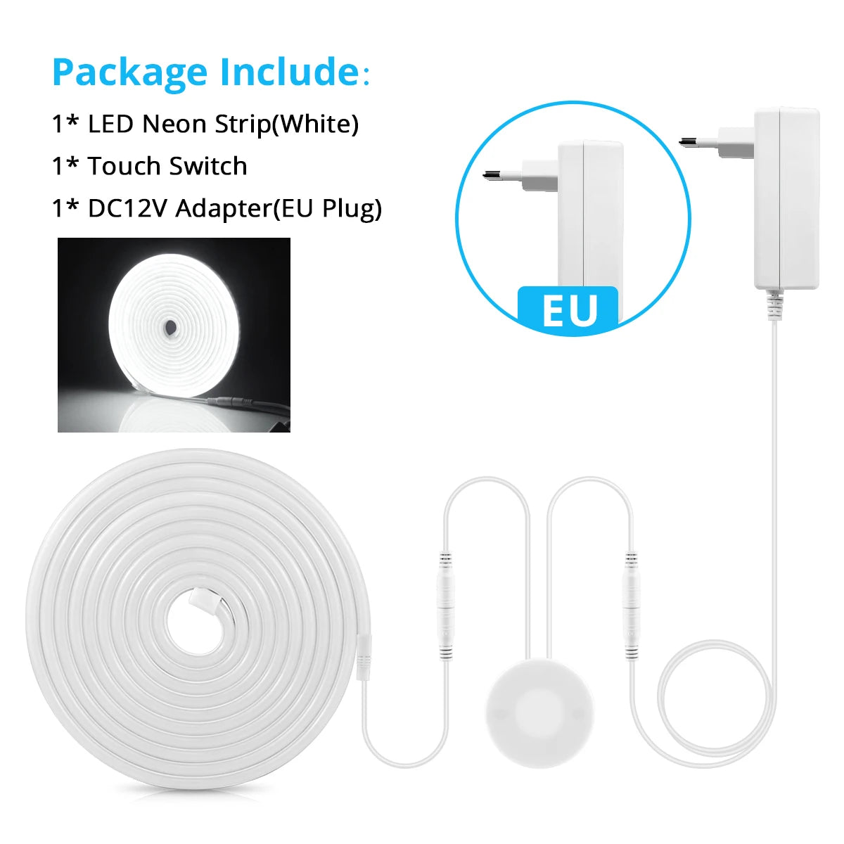 DC 12V Neon Light LED Strip Penetrable Wood Hand Sweep Touch Sensor Switch Dimmable Neon Rope Tube Lamp DIY Home Garden Decor.