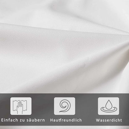 Weißes Polsterbett aus PU-Leder, 140 x 200 cm, Doppelbett mit LED-Beleuchtung, Stauraum unter dem Bett, Bettrahmen mit Lattenrost
