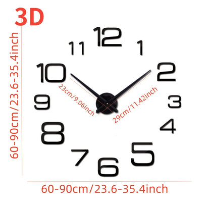 2022 moderne Design Große Wanduhr 3D DIY Quarz Uhren Mode Uhren Acryl Spiegel Aufkleber Wohnzimmer Wohnkultur Horloge