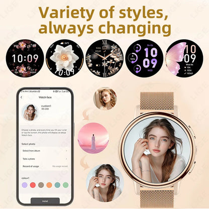 LIGE 2025 New 1.26 inch Screen Smart Watch Women IP68 Waterproof Sports Women’s Health Monitor Watches Bluetooth Call Smartwatch.