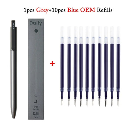 KACO Gelschreiber, Press-Signaturstift, Schreibwaren, Metall-Stiftclip, 0,5 mm, schwarze Tinte, schnell trocknend, großes Fassungsvermögen, 800 m, glattes Schreiben