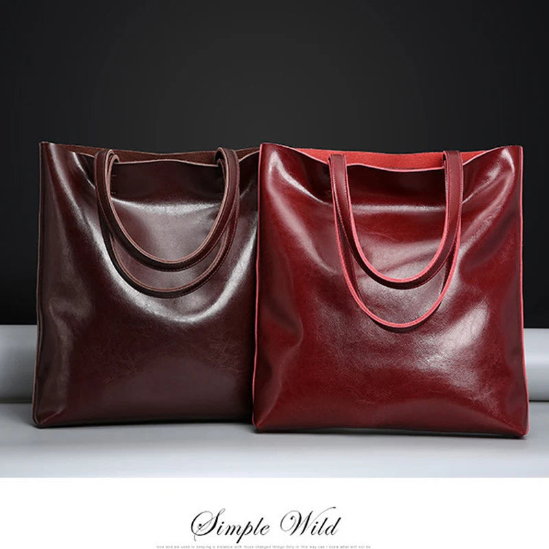 Cow Leather Bag Ladies Genuine Leather Handbags Big Women Bag Large Vintage Female 2023 Office Hand Shoulder Bags For Women Tote.