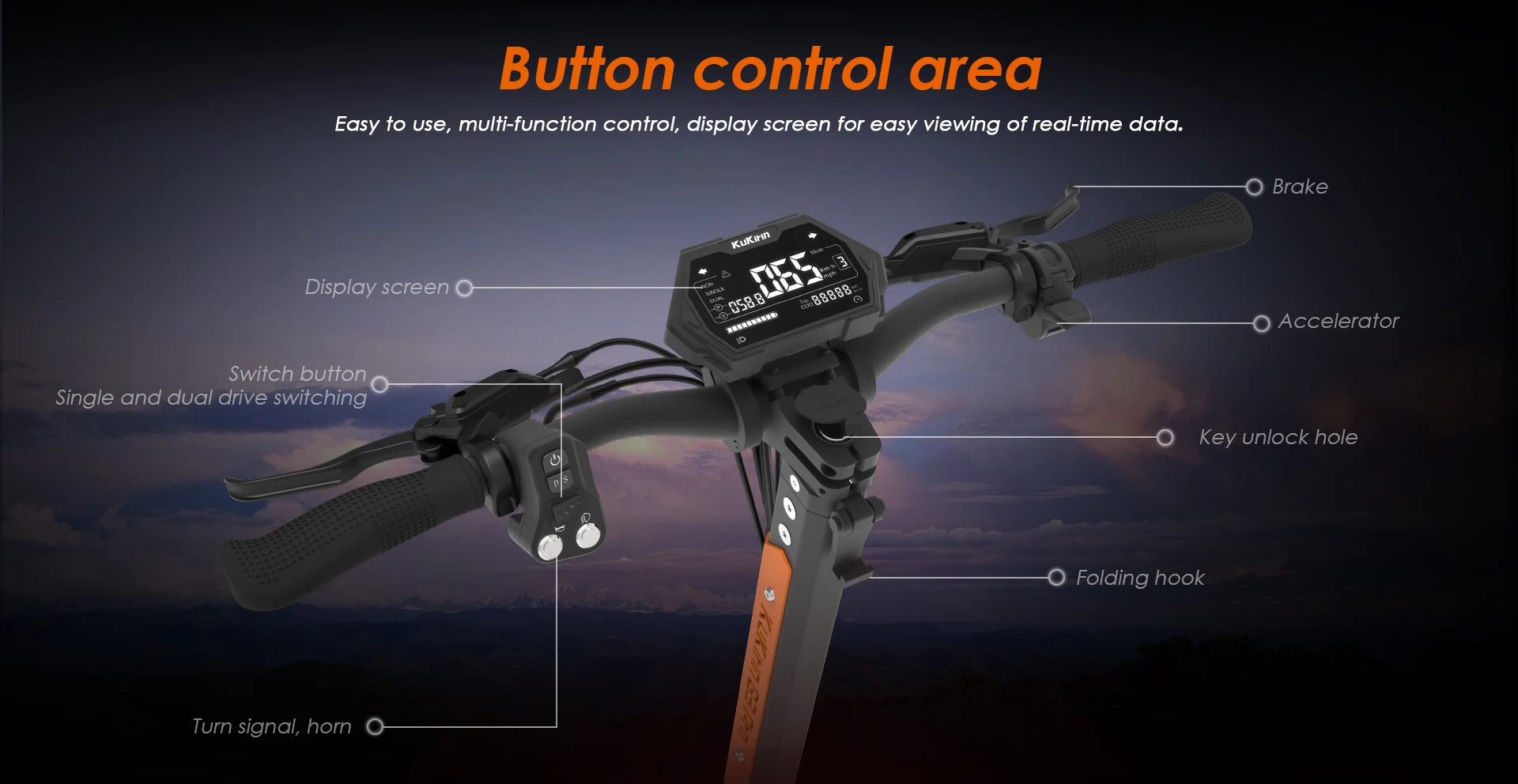 KuKirin G3 Pro Electric Scooter 1200W*2 Dual Motor 52V 23.2Ah Battery 80KM Range 65Km/h Max Speed E-scooter 10 Inch Tires.