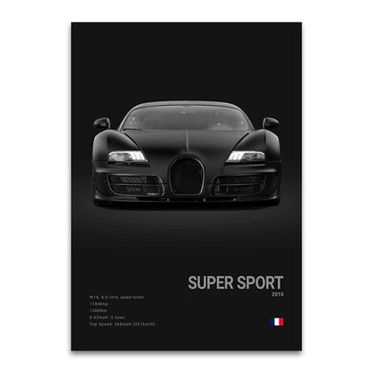 CHIRON EB110 Canvas Wall Art Print Poster DIVO Sports Car Decoration Painting Modern Home Decoration Painting Car Lover Gift.