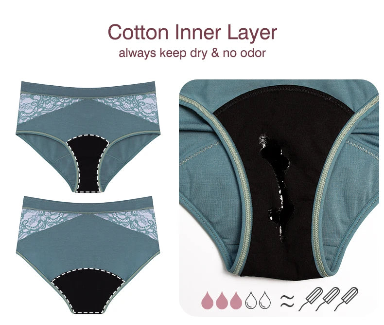 High Waist Period Panties for Women 4-Layer Leakproof Bamboo Fiber Menstrual Underwear Eco-Friendly for Sports Sleep Daily Use.