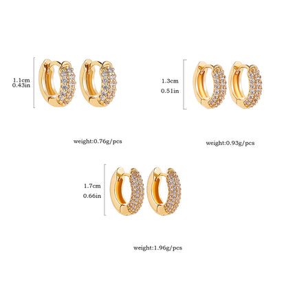 New Gold Plated Huggie Earrings with CZ Zircon Thin Ear Hoops Cartilage Earring for Women Round Minimal Earring Piercing Jewelry.
