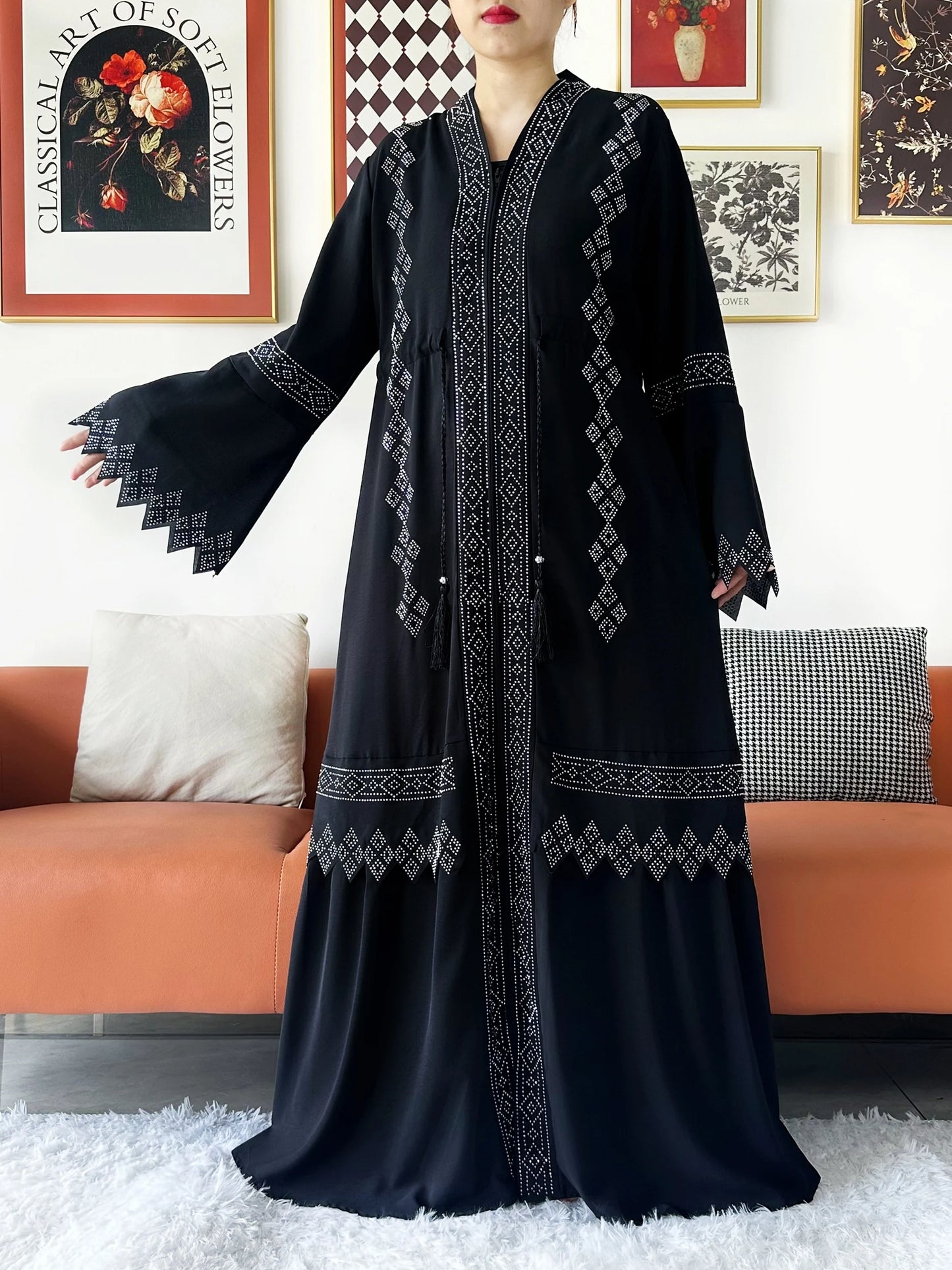 New Women Elegant Dress Chiffon Open Abaya with Zipper Muslim Women Dress Islamic Clothing Cardigan Abaya Women Muslim Dress