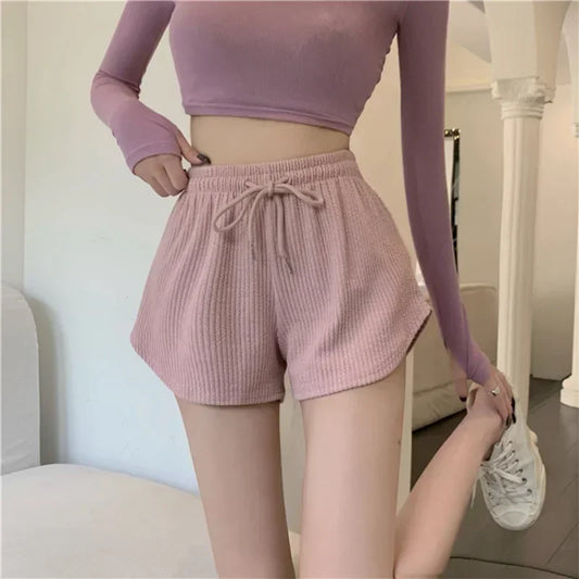 Women Gym Fitness Running Shorts Women's Summer Thin Style Loose Casual Large Size Wide Leg High Waist A-word Sports Hot Pants.