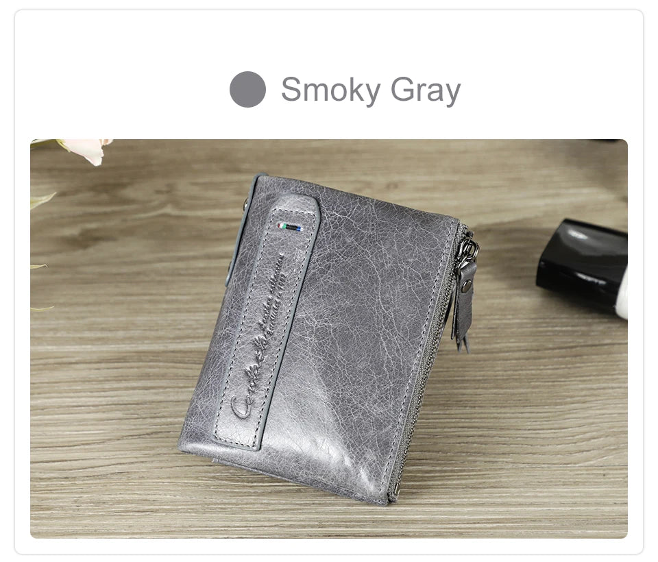 CONTACT'S Genuine Leather Short Wallets for Women Luxury Designer Coin Purse Female Money Clip Card Holder Customize Men Wallets