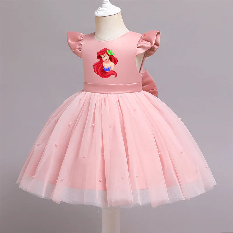 Die kleine Meerjungfrau elegante Prinzessin Spitze Kleid Kinder kleider für Mädchen Vintage Kinder Geburtstags feier Kleider Weihnachts kleidung