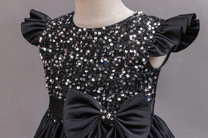 Performance Formelles Partykleid für Mädchen, Kinderkleidung, Paillettenkleider, aktive Kleider für Mädchen, Kinderkleidung, Schwarz, 3 bis 10 Jahre