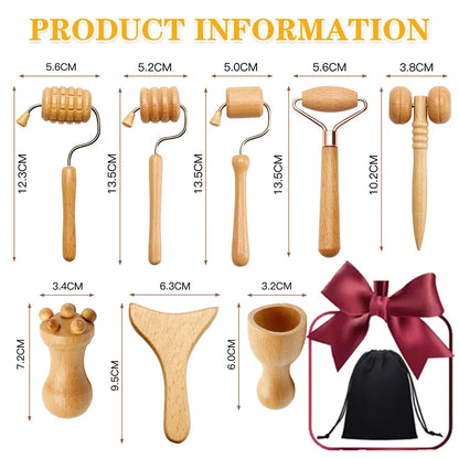 Wooden Facial Lifting Massage Facial Maderotherapy Masajeador Kit Gua Sha Tool Wood Therapy Wrinkle Remover Relaxation Skin Care.