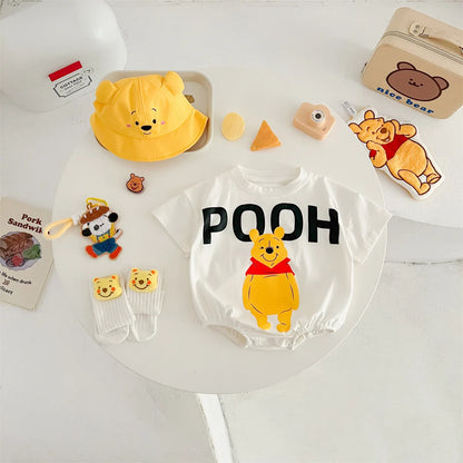Cartoon Pooh Bär Bodys Schatz Tasche Furz Kleidung Baumwolle Weiche Sommer Baby Kleidung Neugeborenen Fotografie Strampler K5652.