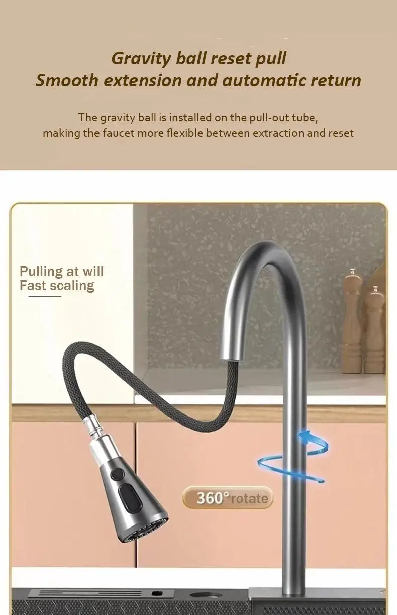 High-end stainless steel Kitchen Sink Matte Square Kitchen Accessories Large Single Sink Wash Basin With Faucet