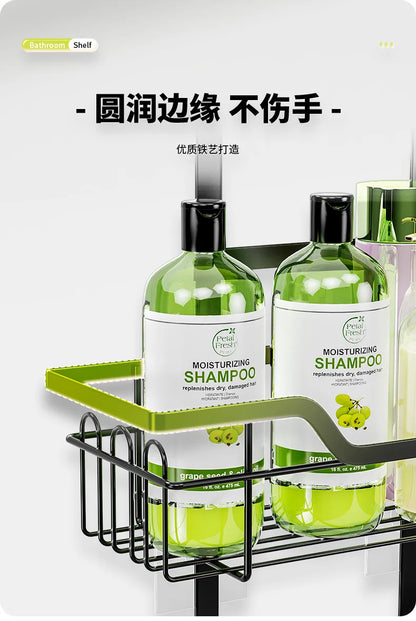 Bohrfreies Badezimmerregal über der Tür, hängender Organizer, wandmontiertes Korbregal, mehrschichtiges Duschraum-Aufbewahrungsregal für Toilette