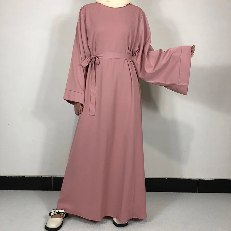 15 Colors Basic Plain Nida Abaya With Free Belt High Quality Muslim Women Modest Simple Dress EID Ramadan Islamic Clothing.