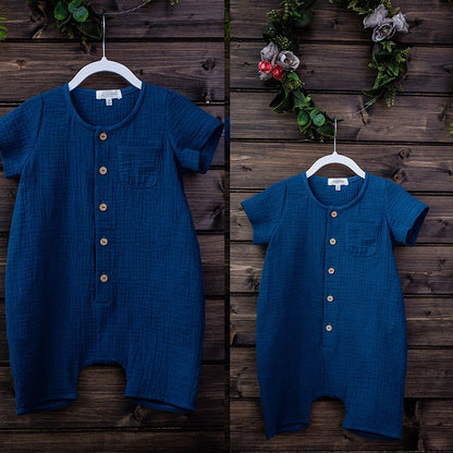 Neugeborenes Baby, Unisex, kurze Ärmel, Strampler aus Bio-Baumwolle, Rundhalsausschnitt, Marineblau, Strampler, Unisex, einteilige Sommer-Strampler-Kleidung.