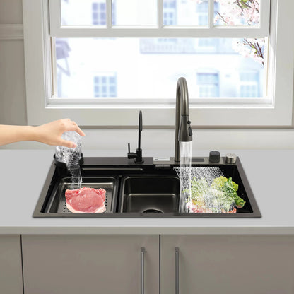 80 * 46 * 20 cm Edelstahlspüle 201 Nano-Galvanikprozess Dreifach 60 cm Rohrlänge 13 kg Bruttogewicht-Küchenspüle-Set