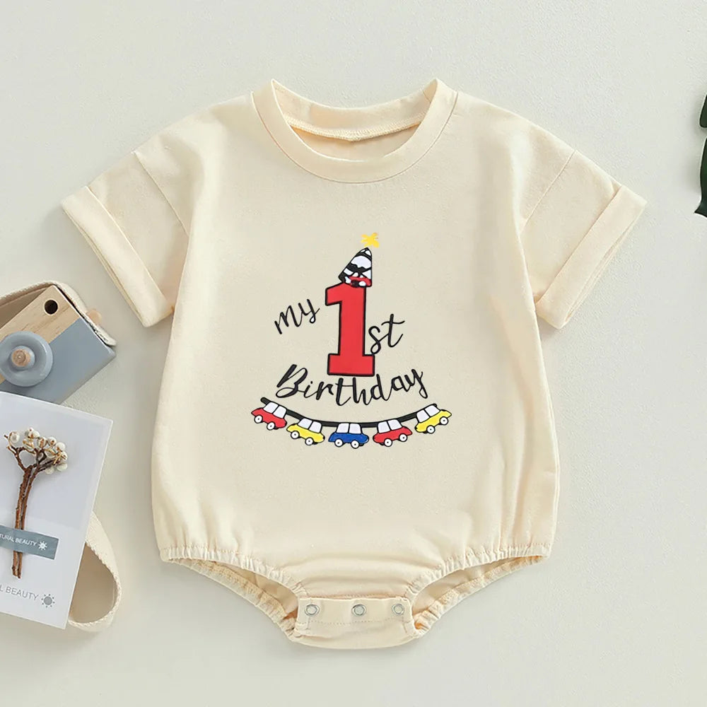 „It's My First Birthday“-Bubble-Strampler für Babys, kurzärmelig, übergroßer Bubble-Body, Geburtstagsfeier, Säuglingskleidung.