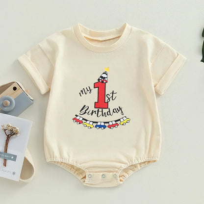 „It's My First Birthday“-Bubble-Strampler für Babys, kurzärmelig, übergroßer Bubble-Body, Geburtstagsfeier, Säuglingskleidung.