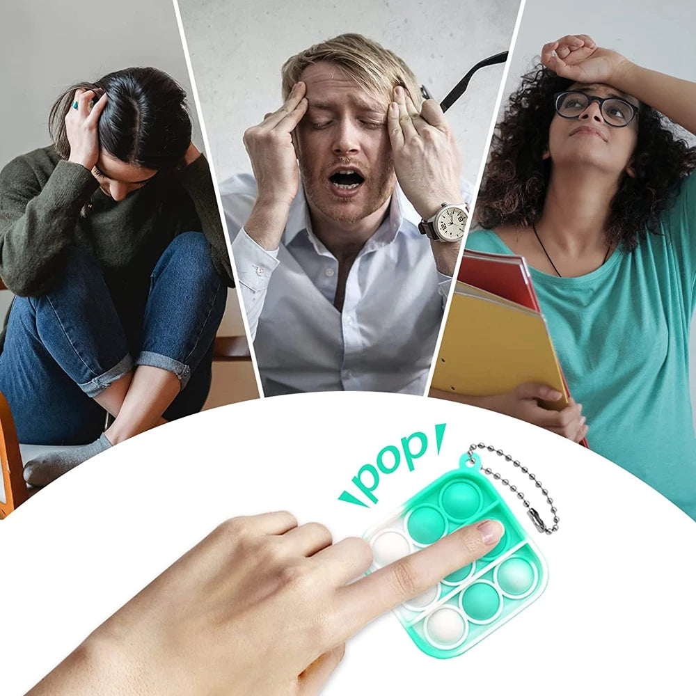 12/24/48Pcs Mini Pop Push Fidget Toys Set Keychain Fidget Toy Anti-Anxiety Stress Relief Hand Toy Pack for Kids Adults Gifts.